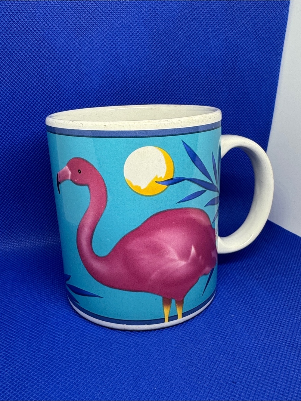 Otagiri Turquoise Flamingo Ceramic Mug with Pink Graphic
